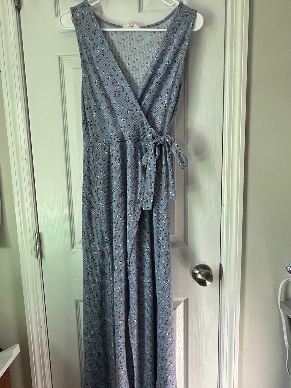Jessica Simpson Light Blue Floral Faux Wrap Maxi Dress